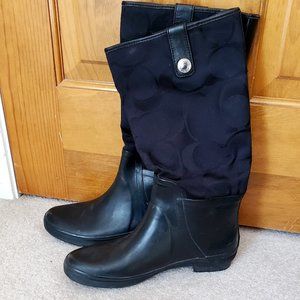 Coach Polly Black Rain Boots Size 8